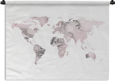 Produktbild von MuchoWow® Wandteppich Wandbehang Weltkarte - Farbe - rosa 150x112 cm Tapisserie Dekoration Wandtuch - Wanddecke - Wandteppiche