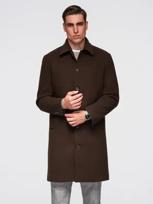 Immagine prodotto di Cappotto monopetto da uomo con collo e fodera - Marrone XL
