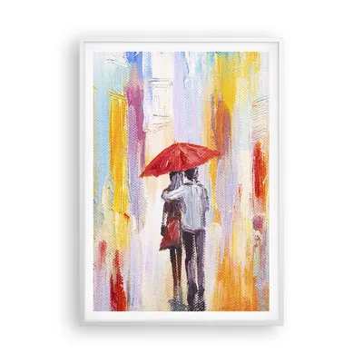 Produktbild von Gerahmtes Poster - Weißer Rahmen - Liebhaber Regenschirm - 70x100 cm - Wand Bild - Wanddeko - Wandbilder - Kunstposter - Wandposter - Bilderrahmen - Bilder - Kunstdruck - Wandbild - P2WPA70x100-3692
