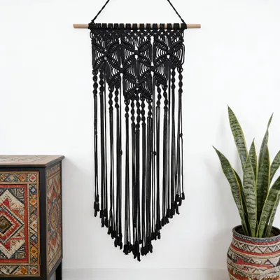 Productafbeelding van Macrame Wandtapijt met Driftwood in Bohemian Stijl