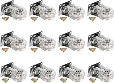 Produktbild von KOTARBAU® 12er Set Transparente Möbelrollen Ø 50 mm für alle Bodenarten Lenkrollen Gummirollen Transportrollen Sofarollen Schieberollen Werkzeugkistenrollen