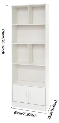 Image de Étagère bibliothèque - Étagère autoportante avec 5 niveaux - 60x23x178,2 cm - Sans portes - Pour salon - Modèle JJFT6R-001200