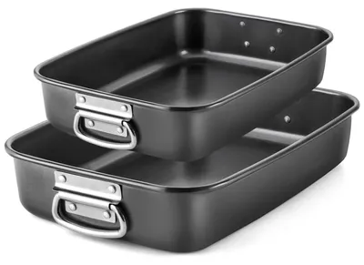 Image de Ensemble de 2 plaques de cuisson en acier au carbone avec poignées