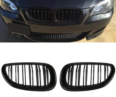 Obrázek produktu pro Černé, lesklé, dvojité mřížky do nárazníku pro BMW E60 E61