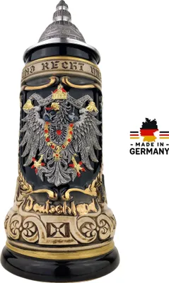 Produktbild von Zöller & Born® - Germany Made - Bierkrug mit Zinndeckel Bundesländer Wappen Steinkrug hochwertiges Sammlerstück Geschenk für Vater Männer 0,7L