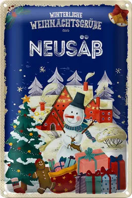 Produktbild von Blechschild Weihnachtsgrüße aus NEUSÄß 20x30cm