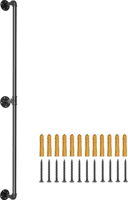 Obrázek produktu pro SucceBuy trubkové schodišťové zábradlí, 1,8 m, nosnost 201,9 kg, uhlíková ocel, průmyslový nástěnný držák, kulatý roh, pro interiér i exteriér