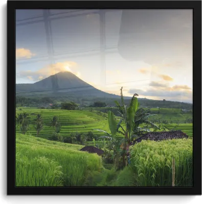 Produktbild von MuchoWow® MuchoWow® Gerahmtes Poster Indonesien - Berg - Reis 40x40 cm - Poster mit zchwarzem Bilderrahmen - Mit Rahmen - Wanddekoration Schlafzimmer