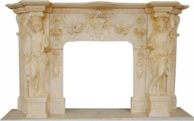 Produktbild von Casa Padrino Luxus Barock Kaminumrandung Beige 233 x 47 x H. 143 cm - Handgefertigte Kaminumrandung aus hochwertigem Marmor - Edel & Prunkvoll