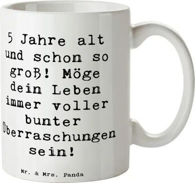 Produktbild von Mr. & Mrs. Panda Tasse Spruch 5. Geburtstag - Weiß - Geschenk, kaffeetasse bedruckt, Kaffeebecher, 5 Jahre alt, Happy Birthday, Kindergeburtstag, Teetasse, Teebecher