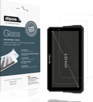 Produktbild von 2x Schutzfolie für Carpuride W602BS - Anti-Shock 9H Folie dipos Glass Kunststoffglas