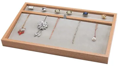 Image de Solidchoice - Boîte et présentoir 2 en 1 en bois pour bijoux