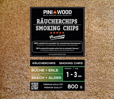 Image de PINI chips de fumage hêtre et aulne 1-3 mm mélangés 800 gr Smoking Chips copeaux de fumage