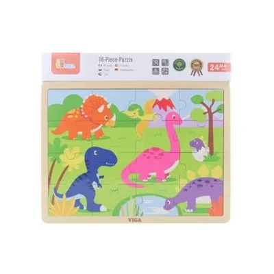 Produktbild von Viga - Holzpuzzle 16 Teile - Dinosaurier
