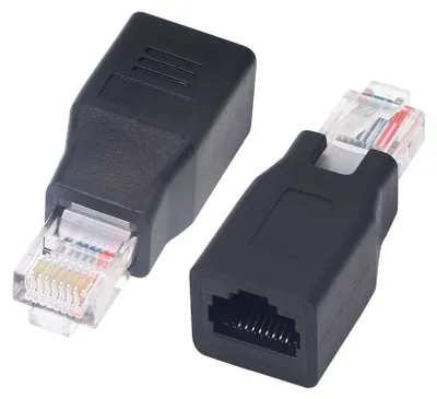 Zdjęcie produktu dla Złącze sieciowe RJ45, przedłużacz, męski do żeńskiego, zestaw 2 sztuki