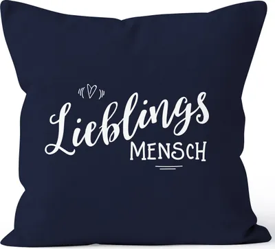 Produktbild von Kissenbezug Lieblingsmensch Geschenk Freundschaft Partner Freundin Moonworks® navy 40cm x 40cm