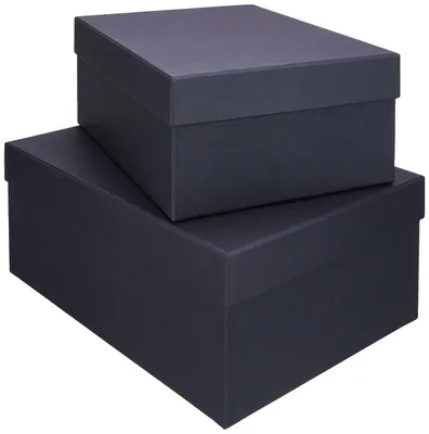 Karton-Aufbewahrungsboxen, 2er-Set, rechteckig, schwarz