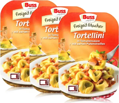Produktbild von Buss Tortellini in Tomatensauce mit Putenstreifen 300g- Fertiggericht (3er Pack)