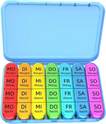 Obrázok produktu pre Krabička na tabletky 7-dňová krabička na tabletky Veľké priehradky Krabička na lieky Modrá