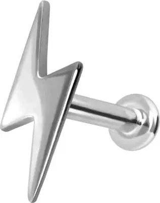 Produktbild von Ohrpiercing, Nasenpiercing 14 Karat Gold Labret mit Innengewinde BLITZ 14 Karat | WeißGold Stablänge: 6mm - Stabstärke: 1,2mm