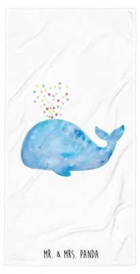 Produktbild von Mr. & Mrs. Panda Handtuch Wal Konfetti - Weiß - Geschenk, Meer, Wale, Geburtstag, Großes Badehandtuch, Duschhandtuch, Duschtuch, Motivation, Reisehandtuch, Trennung