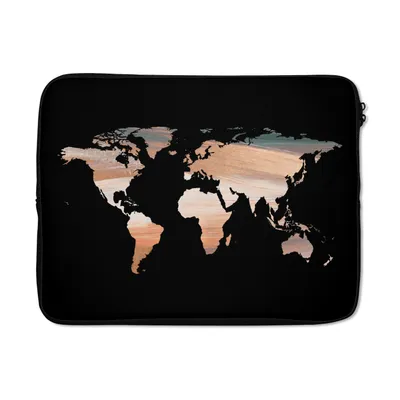 Produktbild von MuchoWow® Laptop Hülle 17 Zoll Laptoptasche Weltkarte - Farben - Schwarz - Zipper - Schutzabdeckung