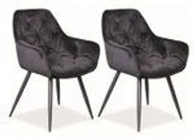 Productafbeelding van Set van 2 eetkamerstoelen, kersenkleur, zwarte keukenstoelen, set van 2