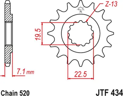 Produktbild von Jt Vorderes Ritzel 434 13 Für Suzuki Dr 250 '82-'87, Gz 250, Gn 250 (Kette 520) (43413Jt)