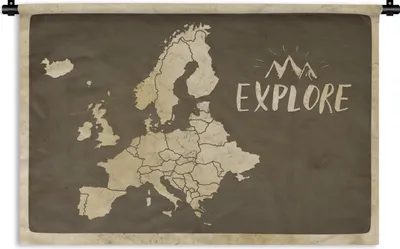 Produktbild von MuchoWow® Wandteppich Wandbehang Karte Europa - Vintage - Zitat 90x60 cm Tapisserie Dekoration Wandtuch - Wandskulpturen - Bildteppich