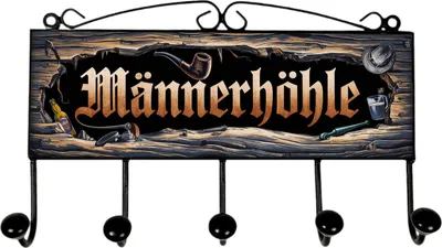 Produktbild von Männerhöhle Kleiderhaken Leiste mit 5 Haken für deinen Man-Cave