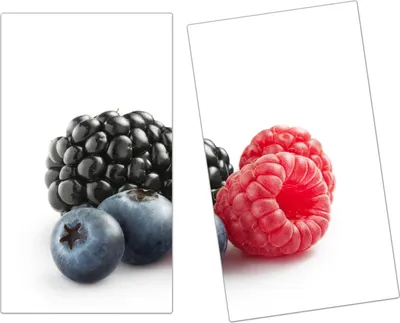 Produktbild von Spritzschutz Herdabdeckplatte Schneidebrett aus Glas Frische Beeren beieinander 2-Teilig (60x52cm)