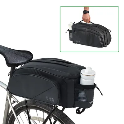 Image de Sacoche de selle étanche pour vélo avec bandoulière - 11 litres, noir