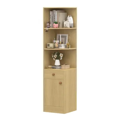 Produktbild von Bücherregal mit Schubladen mit Tür offenes Aufbewahrungsregal 161x38x38cm