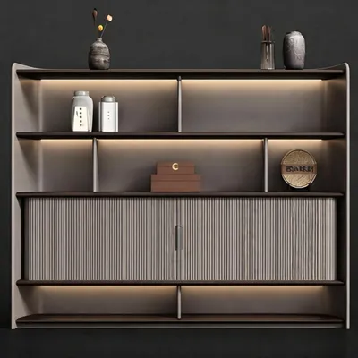 Produktbild von Moderner Büroschrank mit LED-Beleuchtung und eleganten Regalen