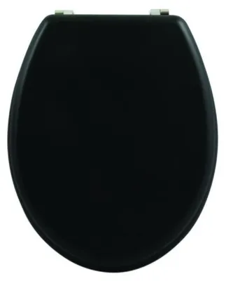 Produktbild von MSV - CLÉO MDF-WC-Sitz - Edelstahlscharniere - 42,5 x 36,5 x 1,6 cm - Mattschwar