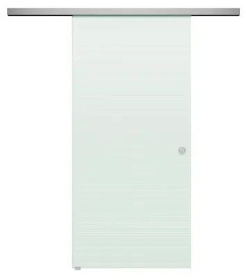 Produktbild von Schiebetür BASIC mit Softclose | in Edelstahloptik | 1050 x 2045 mm | Komplettset mit Klarglas Muster "STRIPES DQ"