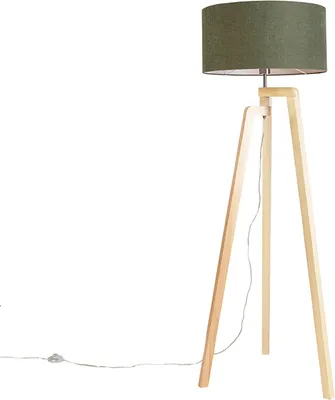 Produktbild von Stehleuchte Stativ Holz mit Schirm 50 cm Grün Puros