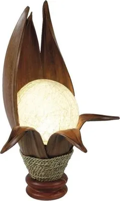 Produktbild von Deko-Leuchte LOTUS KARIMA, 6 Blätter, Tisch-Lampe aus Natur-Materialien, Stimmungsleuchte