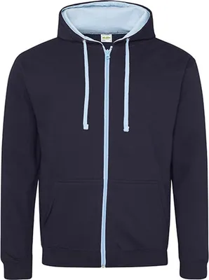 Produktbild von Just Hoods JH053 | Varsity Zoodie Kapuzenpulli mit Reisverschluss - Farbe: New French Navy/Sky Blue - Größe: M