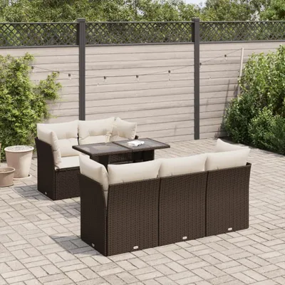 Immagine prodotto di Maison Exclusive - Set Divano da Giardino 6 pz con Cuscini Marrone in Polyrattan