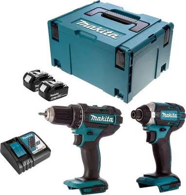 Immagine prodotto di Combopack 2 utensili 18V Li-Ion (2x5,0 Ah) trapano DDF482 avvitatore a impulsi DTD152 - MAKITA DLX2127TJ