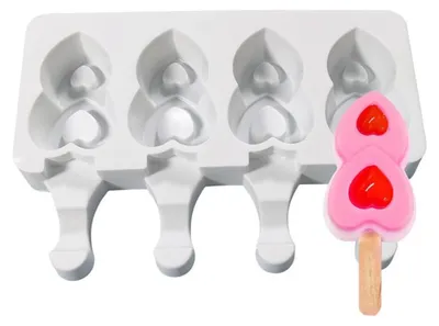 Produktbild von Eurobatt Silikonform Eis Herzen für 4 Stück