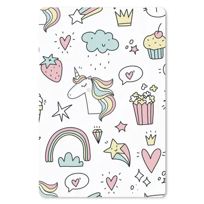 Produktbild von MuchoWow® Mauspad Mousepad Schnittmuster - Einhorn - Kinder - Mädchen - Regenbogen - Pastell 40x60 cm - Mousepads - Maus Mat - Pad - Mausunterlage - Schreibtisch Accesoire