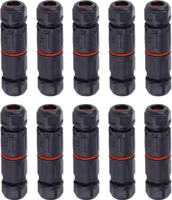 Produktbild von 10 Stück IP68 wasserdichter elektrischer Kabelverbinder, 3-polige wasserdichte Buchsenstecker, Außensteckdose, wasserdichter Kabelverbinder