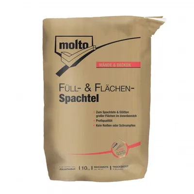 Zdjęcie produktu dla Molto Füll- und Flächenspachtel, Biały, 10 kg, Puder, Beton, Gips, Kamień, 1 g/cm³, 10 °C