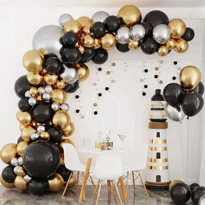 Zdjęcie produktu dla Balony Girlanda Balonowa Czarno Złota Ślub Wesele Dekoracje Urodzinowe