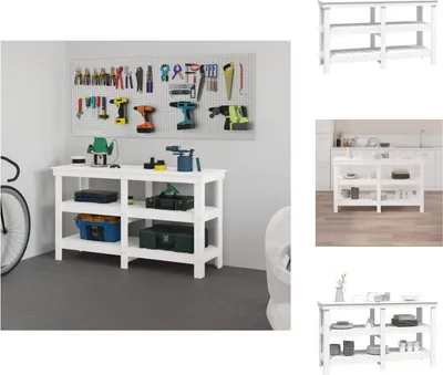Obrázek produktu pro vidaXL Pracovní stůl bílý 142,5x50x80 cm borovicový masiv - Pracovní stoly