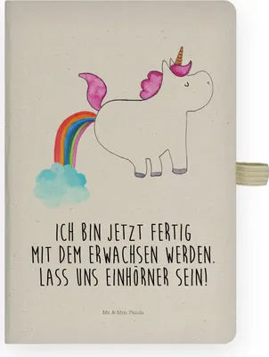 Produktbild von Mr. & Mrs. Panda Tagebuch Einhorn Pupsen - Transparent - Geschenk, Journal, Unicorn, Glitzer, Skizzenbuch, Adressbuch, Lustig, Freundin, notizbuch, Kladde, Regenbogen