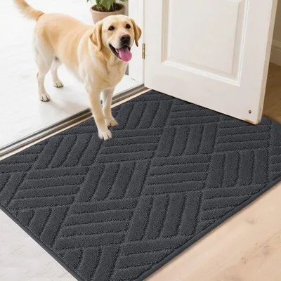 Produktbild von Unyqoos® Graue Fußmatte für drinnen mit rutschfesten und saugfähigen Eigenschaften, grau, 60*90 cm