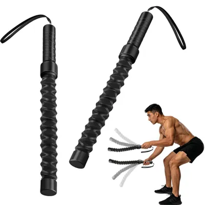 Productafbeelding van Battle Ropes, 2 stuks touwloze vechttouwen met antislip handgreep, zwart